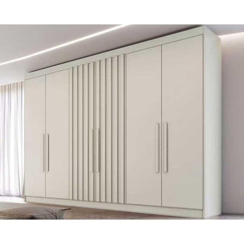 Guarda Roupa 6 Portas C/ 2 Ripadas e 6 Gavetas Potente Off White - Europa