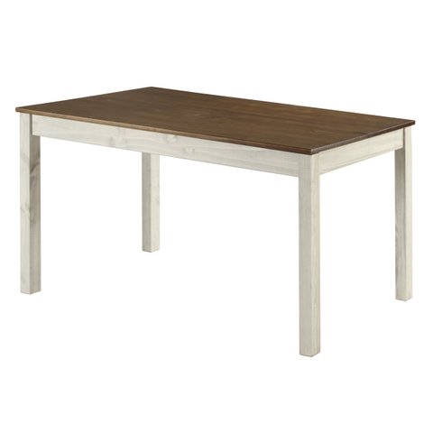 Mesa de Jantar de Madeira Maciça Branco Envelhecido