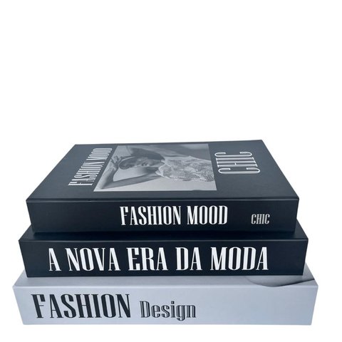 Decoração sala quarto trio livro caixa fake branco preto