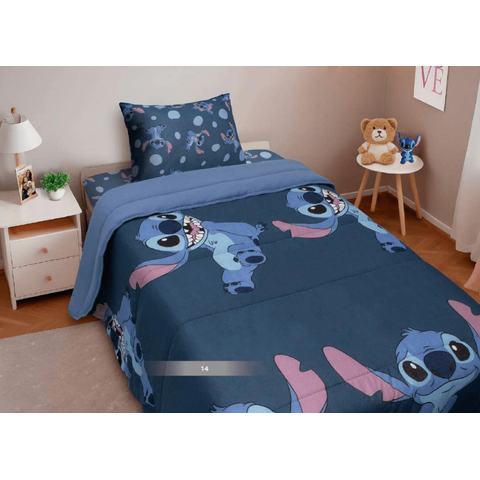 Kit Edredom Casal Stitch Azul Escuro Portallar