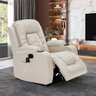 Poltrona do Papai Sala de Estar Giratória Reclinável Manual Austin Aquecimento Massagem PU Bege G31  - 1