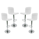 Ver imagem 1 de Kit 4 Banquetas Altas de Cozinha Ilha Bancada Estofadas com Regulagem Giratórias Gomos Brancas