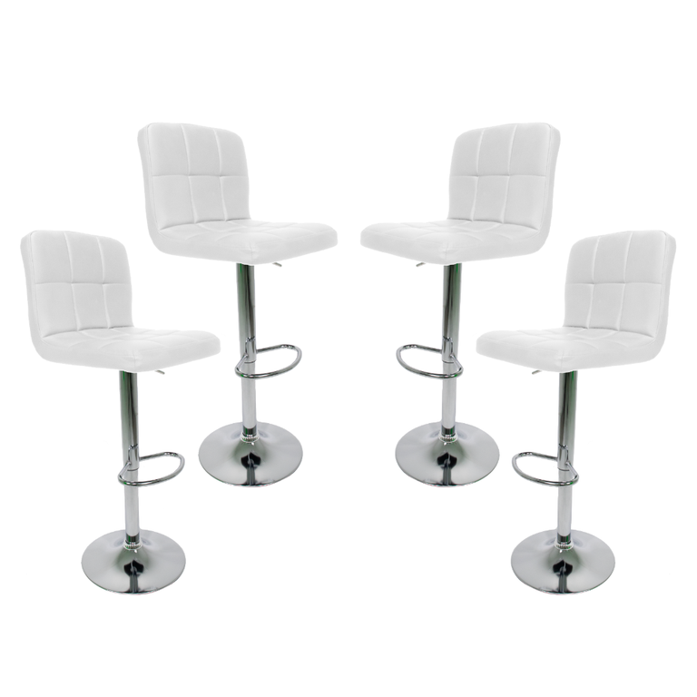 Kit 4 Banquetas Altas de Cozinha Ilha Bancada Estofadas com Regulagem Giratórias Gomos Brancas Kit 4 Banquetas Altas de Cozinha Ilha Bancada Estofadas com Regulagem Giratórias Gomos Brancas