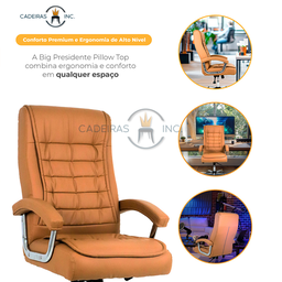 Cadeira de Escritório Presidente Ergonômica 42 Molas Ensacadas Sistema Relax com Trava Big Caramelo - 4