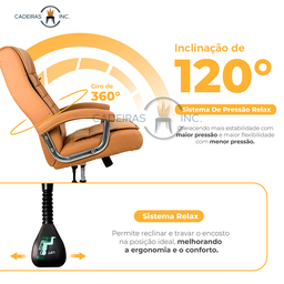 Cadeira de Escritório Presidente Ergonômica 42 Molas Ensacadas Sistema Relax com Trava Big Caramelo - 3