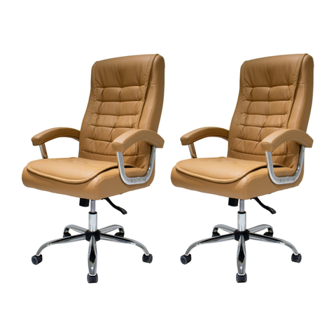 Kit 2 Cadeiras de Escritório Caramelo Presidente Big com Molas Ensacadas Confortável Giratória