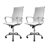 Kit 02 Cadeiras de Escritório Presidente Stripes Esteirinha com Relax Charles Eames Eiffel Brancas - 1