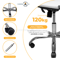 Kit 02 Cadeiras de Escritório Presidente Stripes Esteirinha com Relax Charles Eames Eiffel Brancas - 5