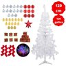 Árvore Natal Branca Decorada 1,20m 65 Enfeites Pisca 220v - 2