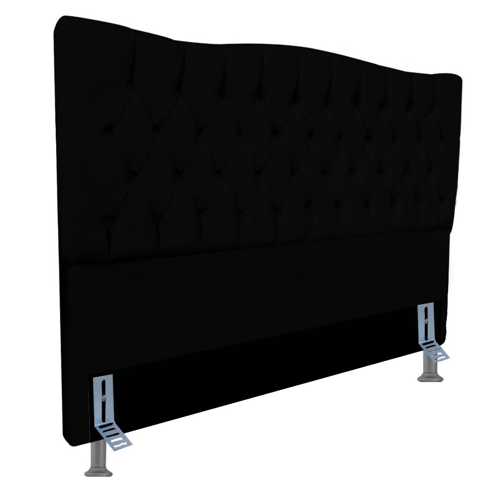 Cabeceira de Cama Box Luna Todos Tamanhos e Cores:160cm/Suede Preto - 3