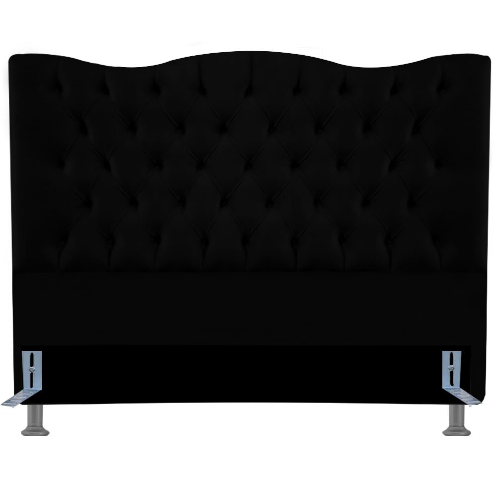 Cabeceira de Cama Box Luna Todos Tamanhos e Cores:160cm/Suede Preto - 2