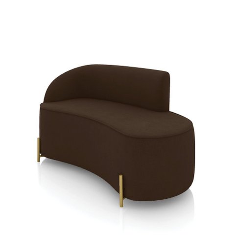 Sofá 2 Lugares Orgânico 140cm Pé Dourado Morgan Suede Marrom D03 - D’Rossi