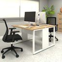 Ver imagem 1 de Plataforma de Escritório 2 Lugares 1,20m com 2 Caixas de Tomadas Industrial Executive Marrom/Macadâm
