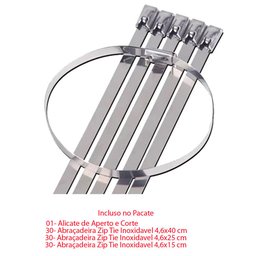 Alicate de Aperto e Corte + 100 Abraçadeira Aço inox Zip Tie - 2