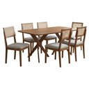 Ver imagem 1 de Mesa de Jantar Cacau com 6 Cadeiras Estofadas Palmas Linho Cinza Ornar