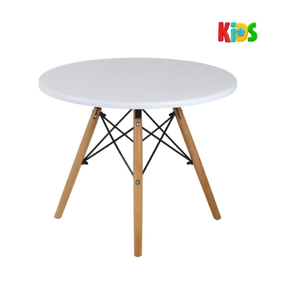 Kit Mesa Redonda Branca 60cm + 2 Cadeiras Charles Eames Eiffel Infantil Kids Azul e Rosa Claro - 6