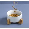 COMEDOURO E BEBEDOURO DE CERÂMICA COM BASE DE BAMBU PARA PET - 1