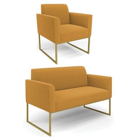 Namoradeira e Poltrona Industrial Dourado Marisa Bouclê D03 - D’Rossi