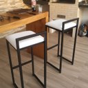 Ver imagem 1 de Conjunto Kit 2 Bancos Modernas Aço Cozinha Sofisticação Alta:branco