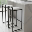 Ver imagem 5 de Conjunto Kit 2 Bancos Modernas Aço Cozinha Sofisticação Alta:branco