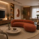 Ver imagem 1 de Sofá Zah 240 cm 4 Lugares Luxo Orgânico Curvo Bouclé Premium:Bouclé Terra Cota