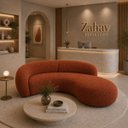 Ver imagem 3 de Sofá Zah 240 cm 4 Lugares Luxo Orgânico Curvo Bouclé Premium:Bouclé Terra Cota