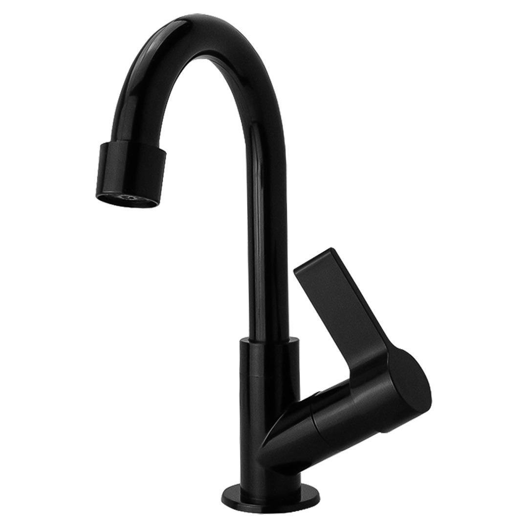 Torneira Bancada para Banheiro Abs Preta Alavanca Cod-555 | MadeiraMadeira