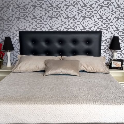 CABECEIRA ESTOFADA DURASI 10 CORINO PRETO CASAL 140 X 60 cm RBL