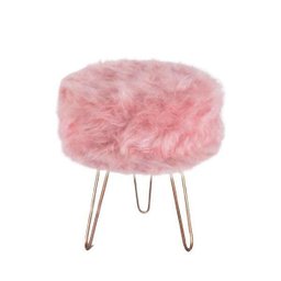 Puff Puff para Decoração Sala de Estar Redondo Pelúcia Rosa - 1