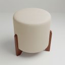 Ver imagem 7 de Kit 2 Puffs Decorativos Eloah Redondo Assento Extra para Sala Quarto Suede Pufe com Pés de Madeira