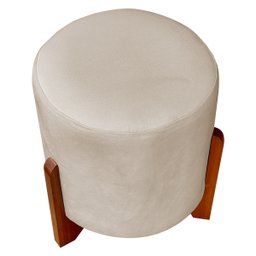 Kit 2 Puff Sala Eloah Suede Cores Pé Castanho - 3