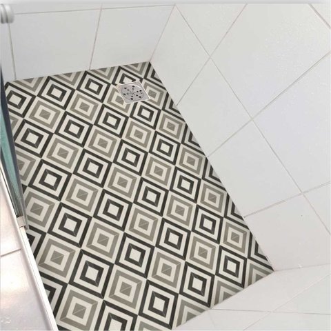 Vinil Adesivo Piso Box Geométrico Verde Antiderrapante Colacomigo Adesivo para Box 1,20 X 0,97 Metro