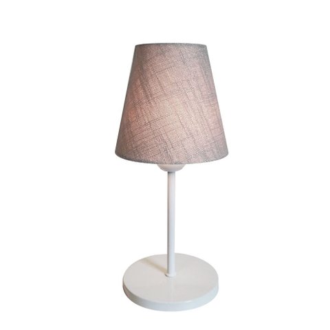 Abajur Cabeceira Para Quarto Cone Vivare Md-2005 Cúpula em Tecido Cone - Bivolt - Branco / Rustico C