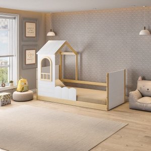 Cama Reversível Montessoriano com Telhado e Led New Garden Casatema MadeiraOriginals