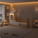 Ver imagem 2 de Cama Reversível Montessoriano com Telhado e LED New Garden Casatema MadeiraOriginals Marrom/Branco