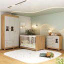 Ver imagem 2 de Quarto de Bebê Completo Berço Americano 3 em 1 Colchão Fofura Multimóveis Mp4669 Madeirado/off