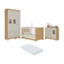 Ver imagem 1 de Quarto de Bebê Completo Berço Americano 3 em 1 Colchão Fofura Multimóveis Mp4669 Madeirado/off