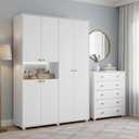 Ver imagem 2 de Jogo de Quarto Infantil Vittoria com Guarda Roupa e Cômoda Branco - Móveis Albatroz