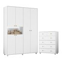 Ver imagem 1 de Jogo de Quarto Infantil Vittoria com Guarda Roupa e Cômoda Branco - Móveis Albatroz