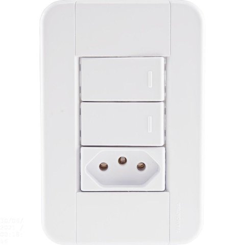 Conjunto 4x2 com 2 Interruptores Simples 10 a 250 V e 1 Tomada 2p+t 20 a 250 V Tablet Bra