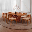 Ver imagem 1 de Conjunto Sala de Jantar Mesa Venus Tampo 220cm Laqueado sem Vidro e 8 Cadeiras Viena Gold