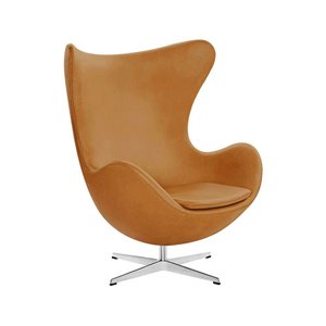 Poltrona Egg sem Puff Base Alumínio em Sintético Caramelo