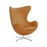 Poltrona Egg sem Puff Base Alumínio em Sintético Caramelo - 1