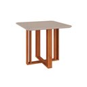 Ver imagem 1 de Mesa Multiuso Cozinha Flora C/ Tampo Madeirado C/ Vidro 95x95cm Cinamomo/off White - Cimol