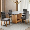 Ver imagem 1 de Mesa de Jantar 4 Lugares Floripa Mel/cinza/veludo Cinza - Viero Móveis