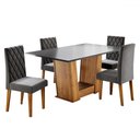 Ver imagem 2 de Mesa de Jantar 4 Lugares Floripa Mel/cinza/veludo Cinza - Viero Móveis