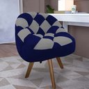 Ver imagem 1 de Poltrona Paloma Escritório Sala Giratória Madeira Suede Azul Marinho e Suede Cinza - Dominic Decor