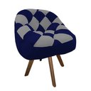 Ver imagem 2 de Poltrona Paloma Escritório Sala Giratória Madeira Suede Azul Marinho e Suede Cinza - Dominic Decor