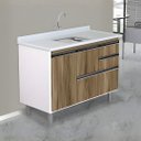 Ver imagem 1 de Gabinete de Cozinha Gavetas e Portas Armário 114cm Multiuso:nogal