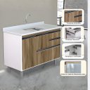 Ver imagem 2 de Gabinete de Cozinha Gavetas e Portas Armário 114cm Multiuso:nogal